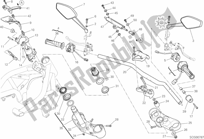 Todas as partes de Guiador E Controles do Ducati Monster 1200 R 2019